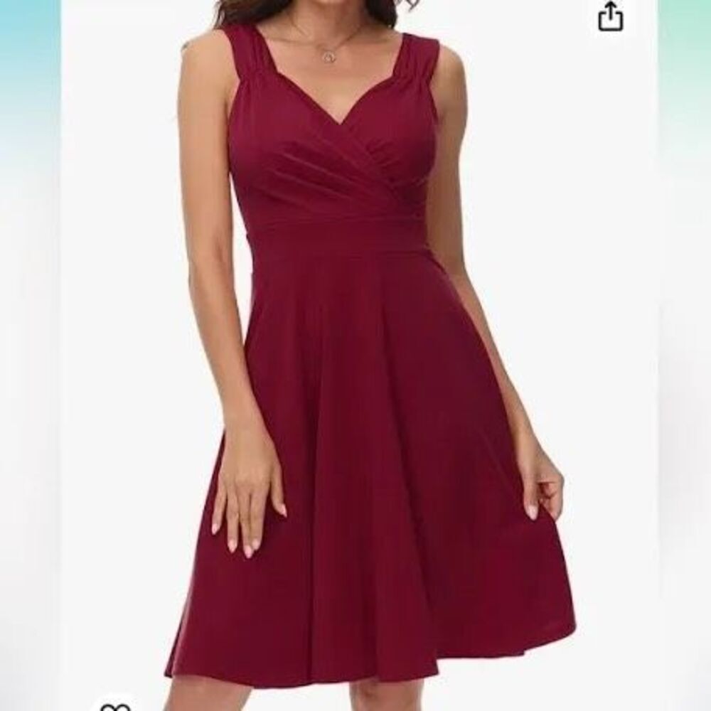 Grace Karin 20W Sleeveless Surplice Dress Maroon Wedding Guest Evening Cocktail